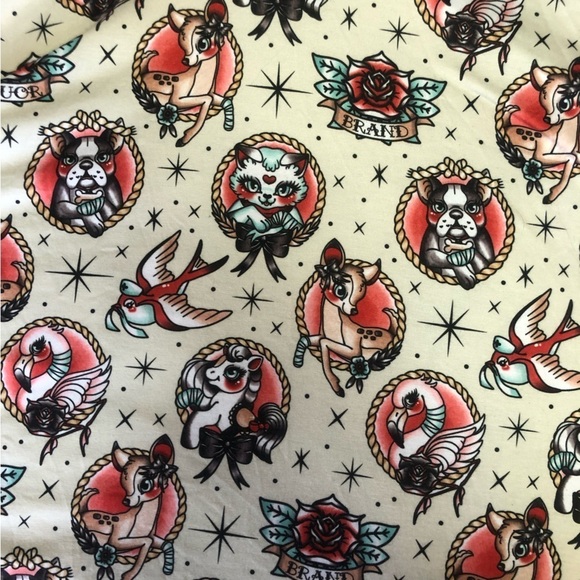 LIQUOR Brand Animal Hospital Tattoo Style Mini Summer Flared Dress Size Med - Picture 7 of 13